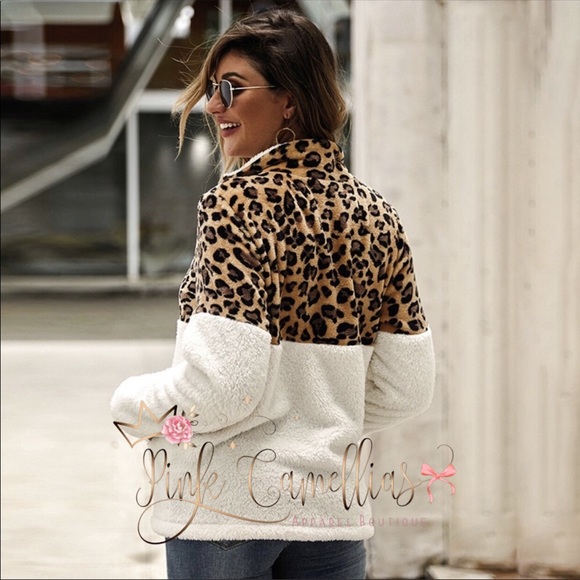 Leopard Print Fleece Pullover - Picture 2 of 9